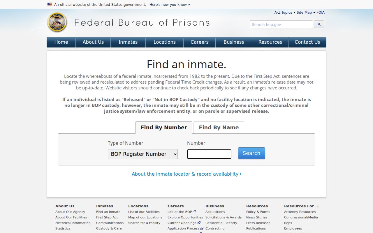 Montgomery County arrest lookup federal BOP locator