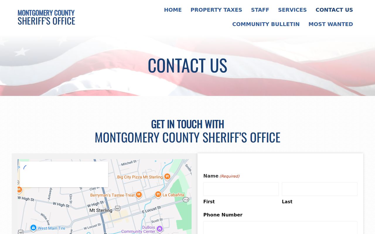 Montgomery County arrest lookup sheriff contact page