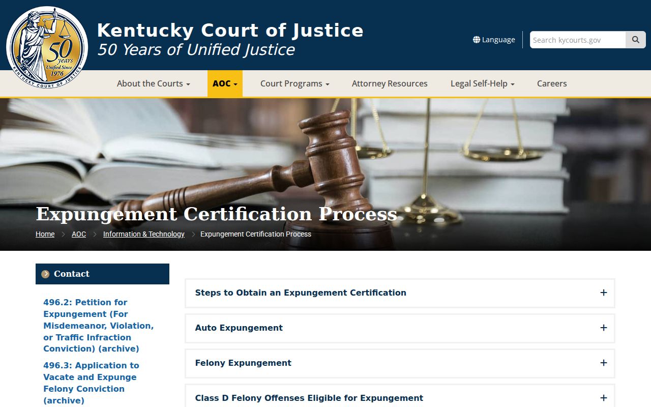 Kentucky expungement steps for Montgomery County criminal records